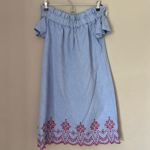 Vineyard Vines Off The Shoulder Embroidered Oxford Dress Size S!